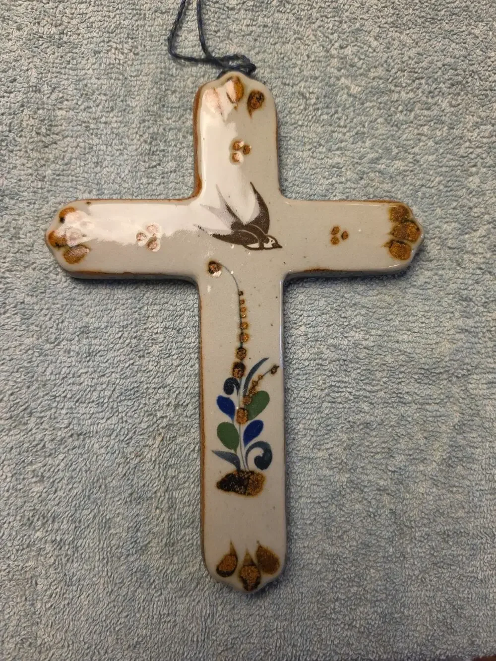 Vintage Tonala Mexican Ceramic Cross